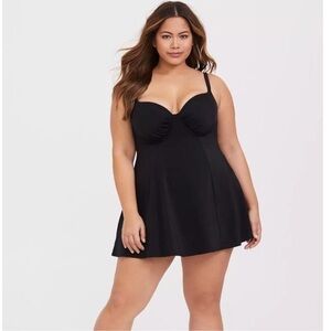 NWT Torrid Black Demi Skater Swim Dress size L 0